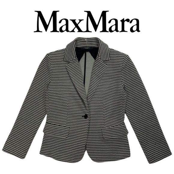 Maxmara Weekend MaxMara Black and White Chevron Blazer - Size Medium - Picture 1 of 15